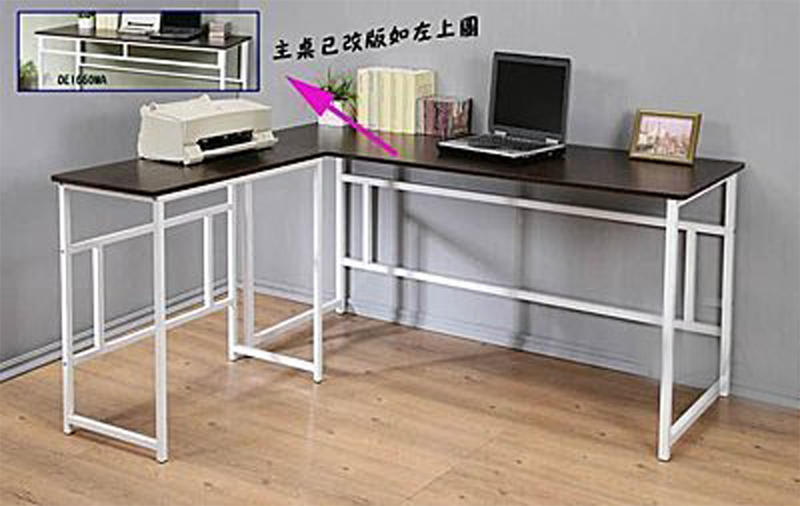 160穩固防潑水L型工作桌(長桌+側桌)電腦桌 書桌 型號S160 可加購玻璃、鍵盤架、抽屜