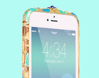 【皇冠琺瑯】Iphone 6 Iphone6 4.7吋 水鑽 金屬邊框 鑽石 彩陶 金屬框 皮套 IPHONE6邊框