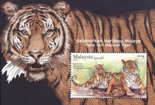 馬來西亞 2019 動物保育 老虎  -小型張 100元