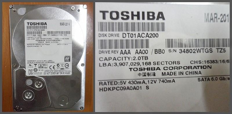 二手-TOSHIBA 東芝  桌上型電腦硬碟   2TB