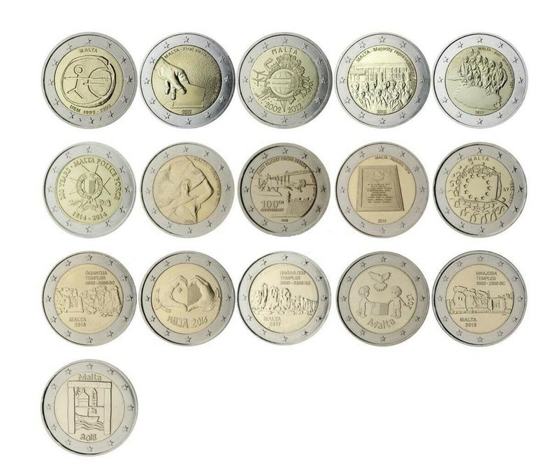 馬爾他 2009-2018年 2歐元 雙金屬 紀念幣 共16枚