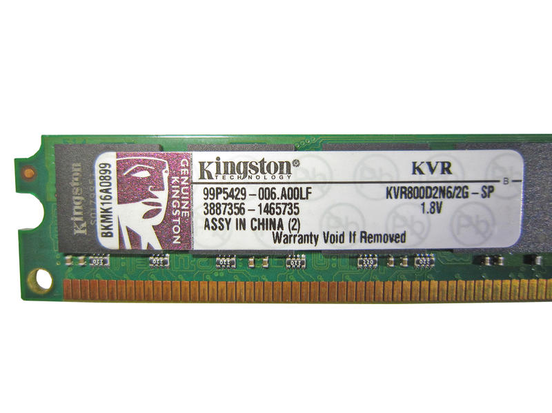 桌上型電腦記憶體 Kingston 金士頓 2G DDR2 800 PC2-6400 雙面顆粒 窄板 2GB
