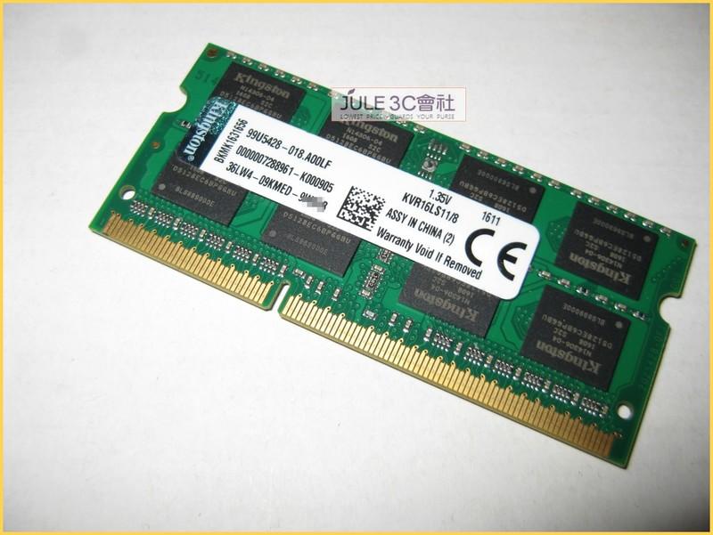 JULE 3C會社-金士頓Kingston KVR16LS11/8 DDR3L 1600 8G 低電壓 NB 記憶體