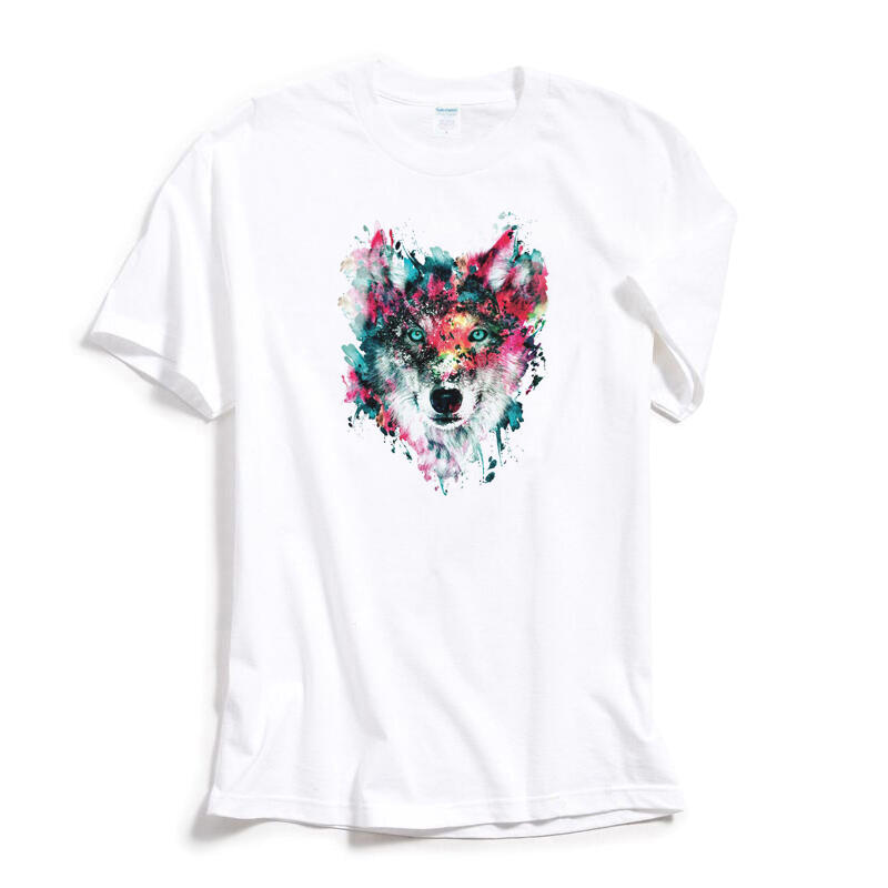 Wolf Watercolor 短袖T恤 白色 水彩狼設計插圖印花潮T