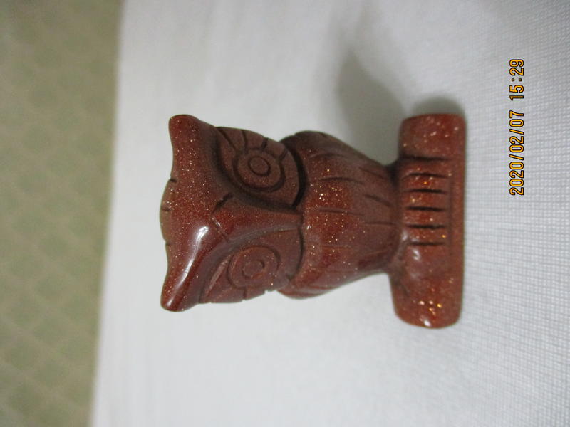 咖啡色 貓頭鷹 (有點亮亮的)  雕刻品 擺飾品 