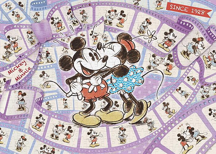 日本進口拼圖專賣店_500片拼圖 迪士尼 復古 米奇米妮 立體晶鑽貼圖 74-002 