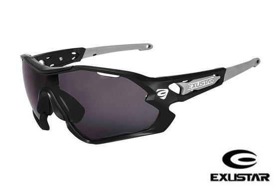 【單車天涯】EXUSTAR 鏡腳、鼻墊可調整運動太陽眼鏡 (消光黑)~共3組鏡片.台灣製CSG24