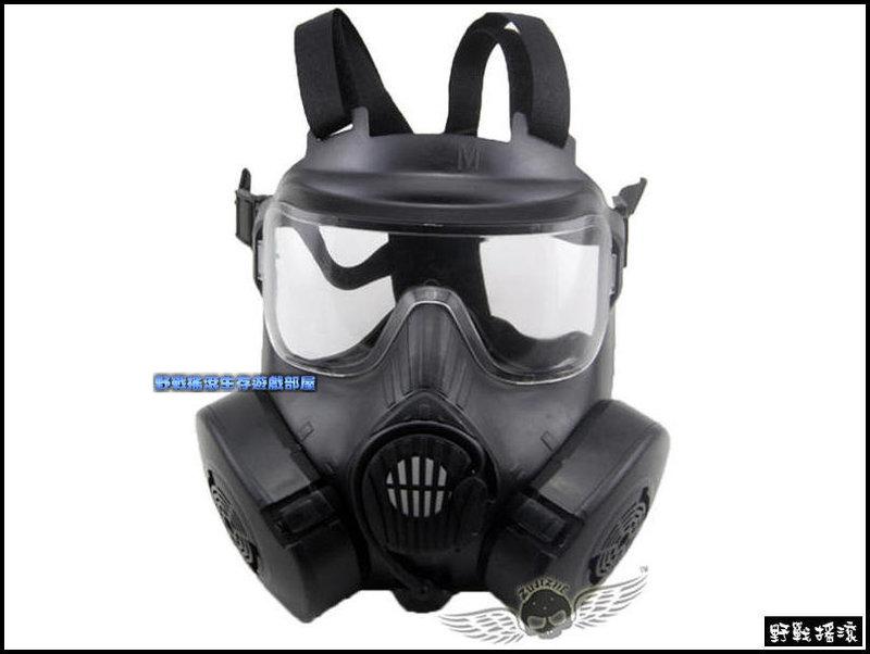 【野戰搖滾-生存遊戲】美軍 M50 防毒面具造型風扇面罩、面具【黑色】眼鏡族可用 防彈面罩 SWAT 面具 防霧面具