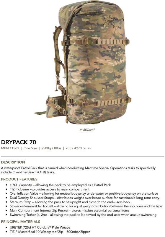 售完)Arcteryx LEAF 始祖鳥軍版DryPack 70 全防水攻擊背包MULTICAM