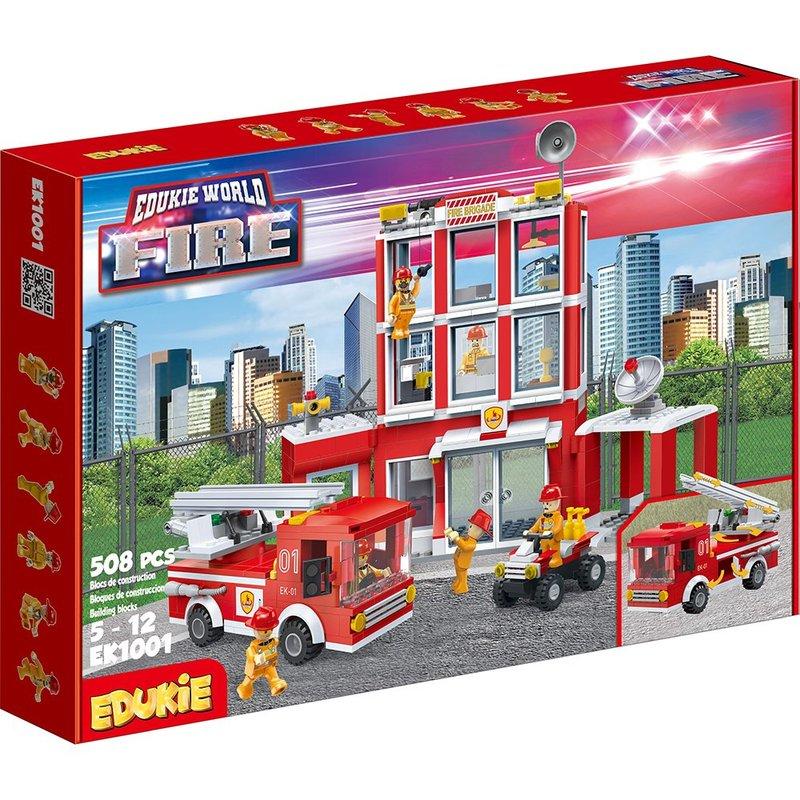 【W先生】 EDUKiE 積木 玩具 消防隊 消防局 508片 EK1001 樂高 LEGO 共用