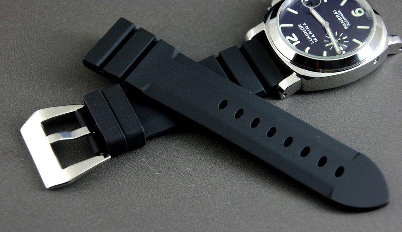 絕佳手感,無logo,高質感24mm Panerai 沛納海替代雙錶圈矽膠錶帶,不鏽鋼小沛風V型錶扣