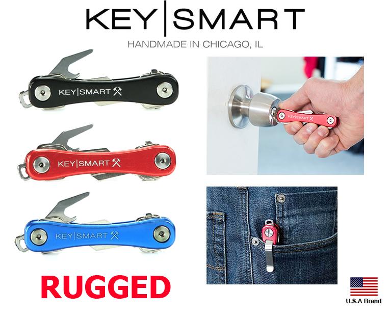 美國Keysmart Rugged強壯版95mm鋁合金鑰匙收納器三色款2-14KEY附背夾開瓶器【KS619】