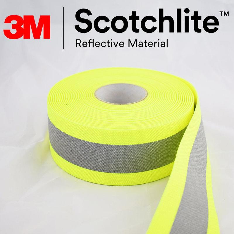 3M Scotchlite C725 AW20053 螢黃反光鬆緊帶 反光帶 反光條 反光材 全5公分/反光2.5公分