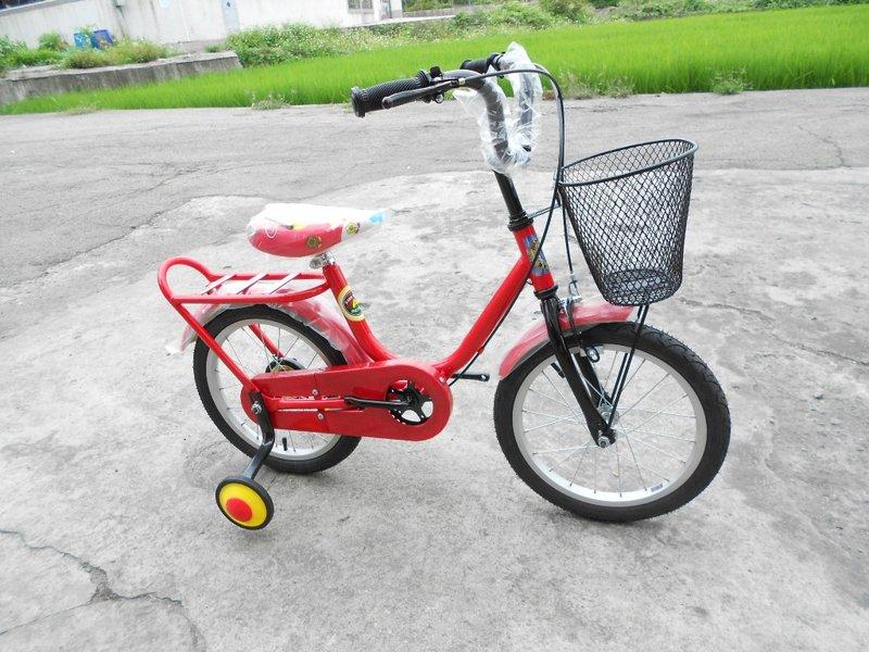 JS童車館【16吋】台灣製造 全新改款 兒童 (小朋友) 紅色 淑女車 腳踏車 童車 前後煞車