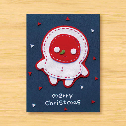 手工卡片：宇宙可愛白色聖誕雪人寶寶（聖誕卡、聖誕節、雪人）