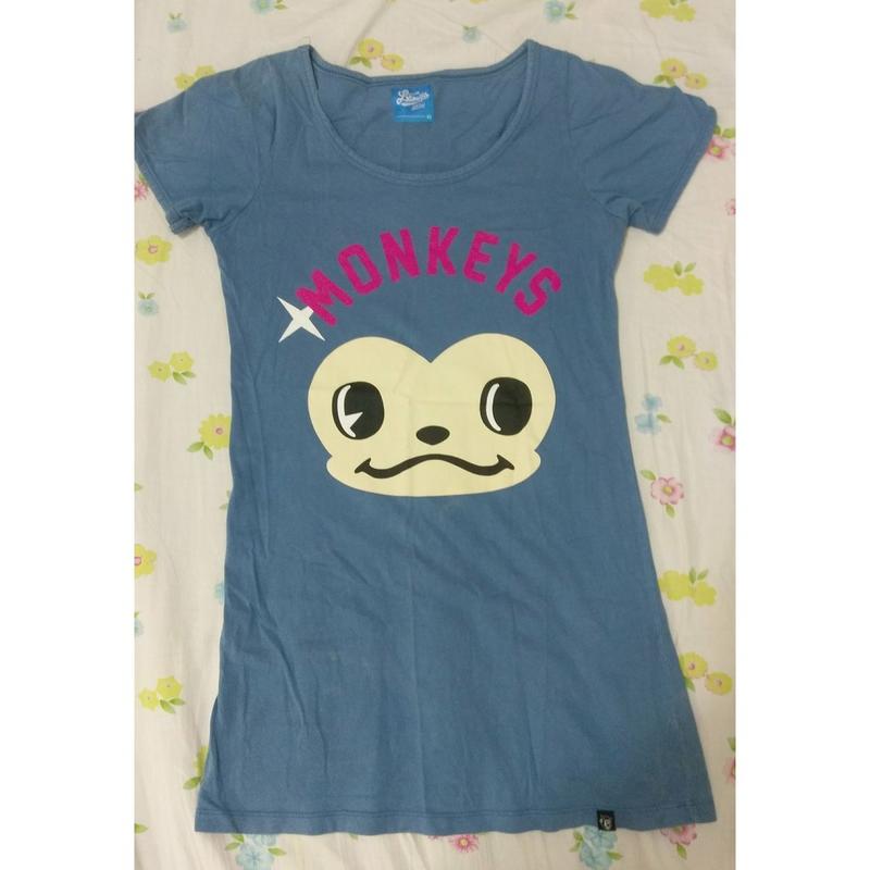 LAMIGO桃猿 A.猿氣小子Genki女長版T恤  B.2014超級2霸T恤SUPERⅡ藍卡威二手良品