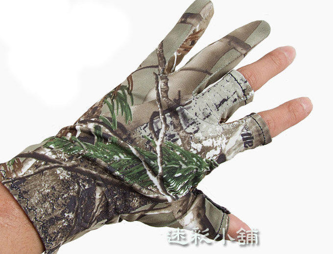 韓國仿生枯樹迷彩手套 露指手套 攝影手套 照相手套  露三指手套