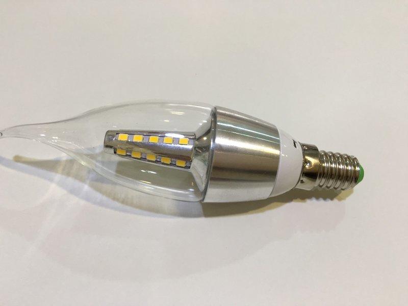 E14 燈泡 5W蠟燭燈 2835貼片式 LED燈泡 晶電晶片台灣 黃光/白光 美術燈 水晶燈