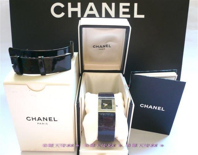 Chanel香奈兒Acier美國 女用皮帶腕錶 藍色鱷魚皮手錶帶  典雅款淑女錶 不鏽鋼錶(真品)附原盒㊣二手