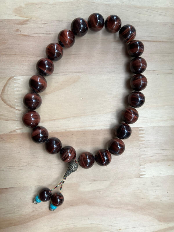 收藏級珍品！【天珠寺磁場】18mm巨型紅虎眼石手環，稀有能量精品