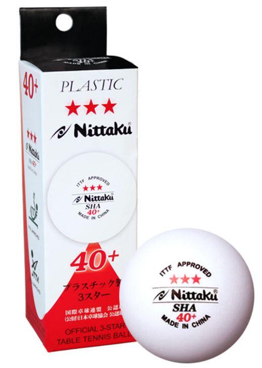 Nittaku SHA 40+ 三星 乒乓球(白色)(3顆裝)