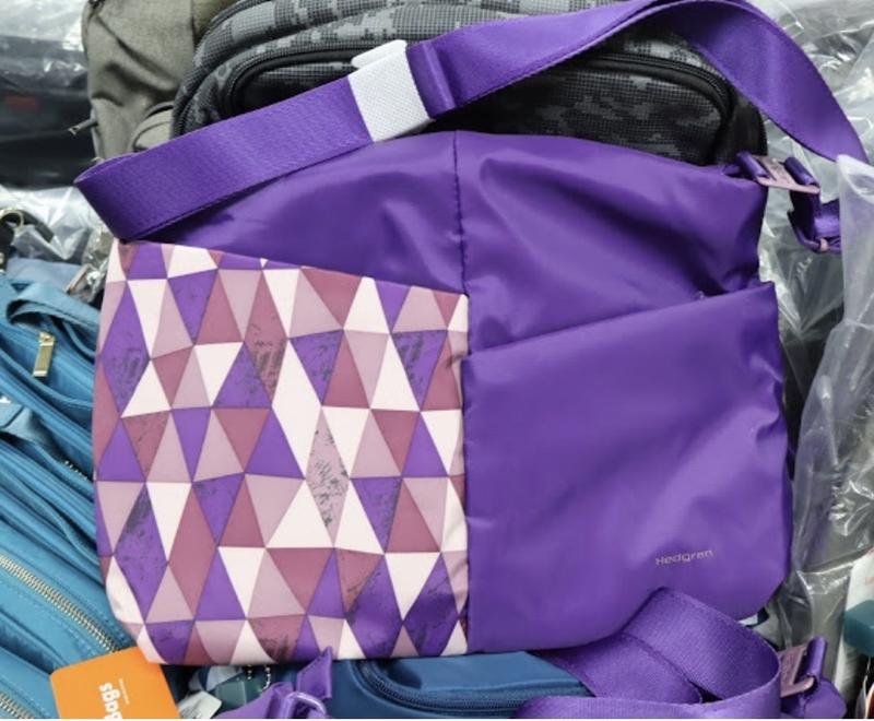 LeBags 紫色格紋防水側背包裡面附小錢包