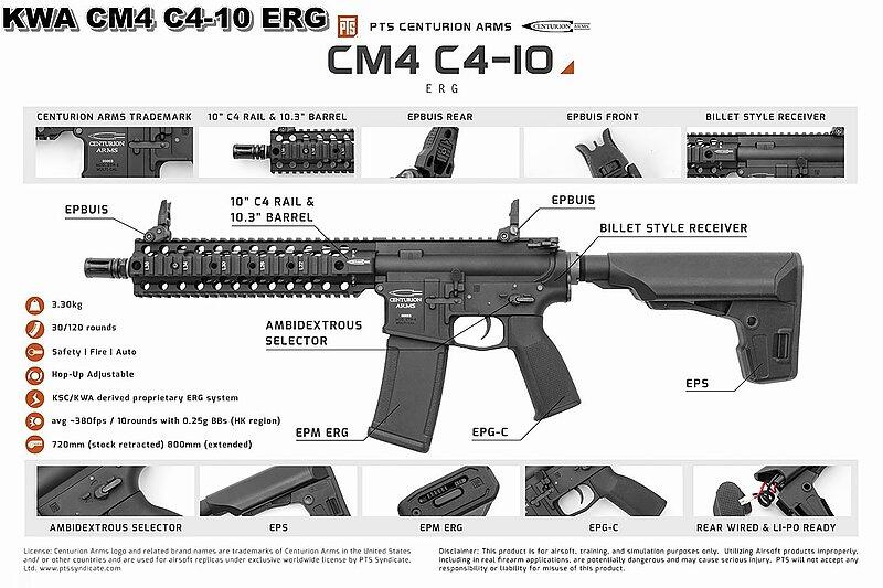 【KUI】KWA CM4 C4-10 ERG 電動槍，AEG電槍 一槍兩匣 步槍 長槍（無彈斷電設計，後座力）30937