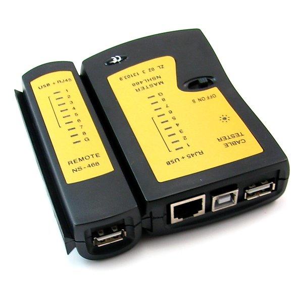 三功能網路線測試器 RJ-45網線+USB B列表機線+USB A傳輸線 3種插頭電纜導通測試儀  5824檢測器