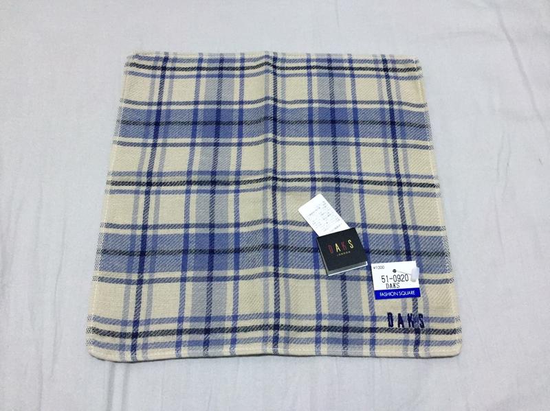 《M-SHOP》DAKS 小方巾（淺咖啡底格紋）約26*26cm 日本製 100%綿 川邊（株）