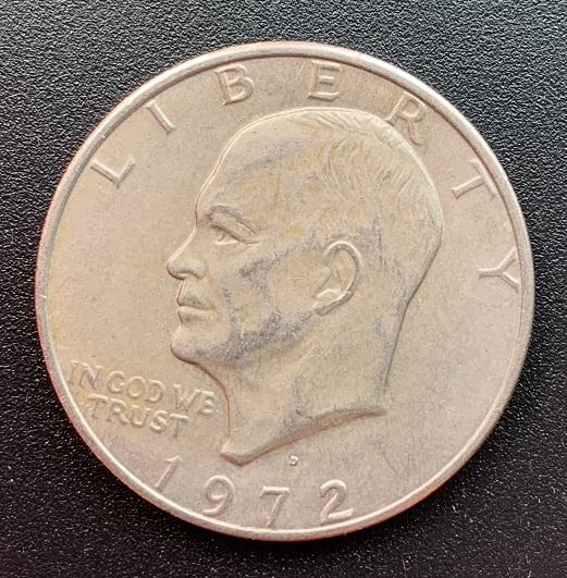 (美國錢幣) 絕版1972年發行D鑄記  美國錢幣 美金1元 Coin 直徑3.7公分