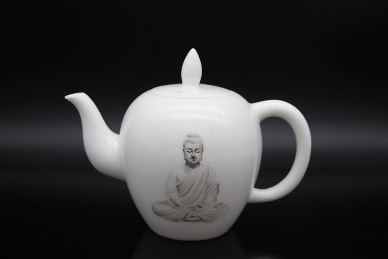 頂級 羊脂 玉瓷 素彩 悟佛 手繪 美人肩 泡茶壺 素雅 茶具 茶壺 泡茶組 瓷器 瓷壺