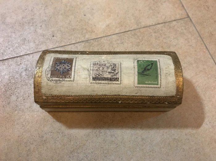 義大利進口 Made in Italy 早期手工 老木製造 郵票收納盒