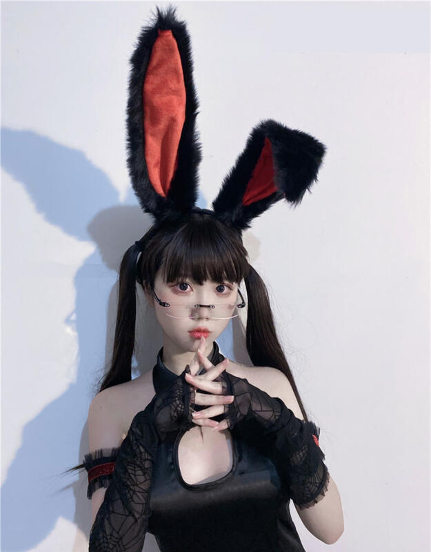 快速出貨 兔耳朵髮箍lolita手作1658手工兔耳髮飾髮箍手作cos頭饰 耳朵兔女郎