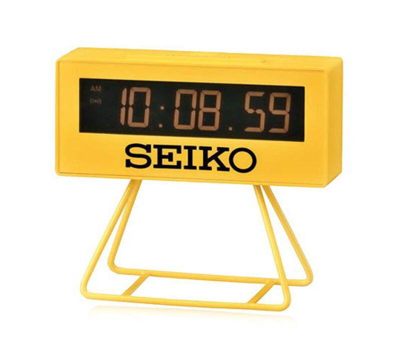 SEIKO CLOCK 精工黃色馬拉松計時數位式液晶紀念鬧鐘 型號：QHL062Y【神梭鐘錶】