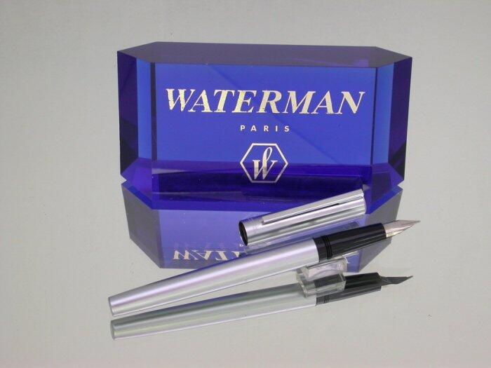 全新庫藏 法國製 WATERMAN威迪文全鋁製鋼筆 黑握位 附吸墨器出價就賣