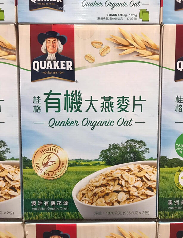 Costco好市多 QUAKER 桂格有機大燕麥片 1.87kg  organic oats