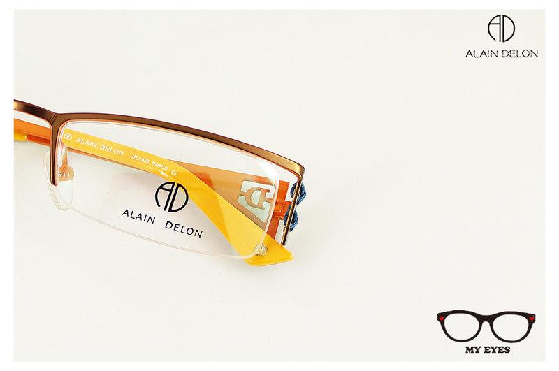 【My Eyes 瞳言瞳語】ALAIN DELON亞蘭德倫 銅橘半框金屬鏡架 帥氣俐落風 簍空綁繩設計 (AD7057)
