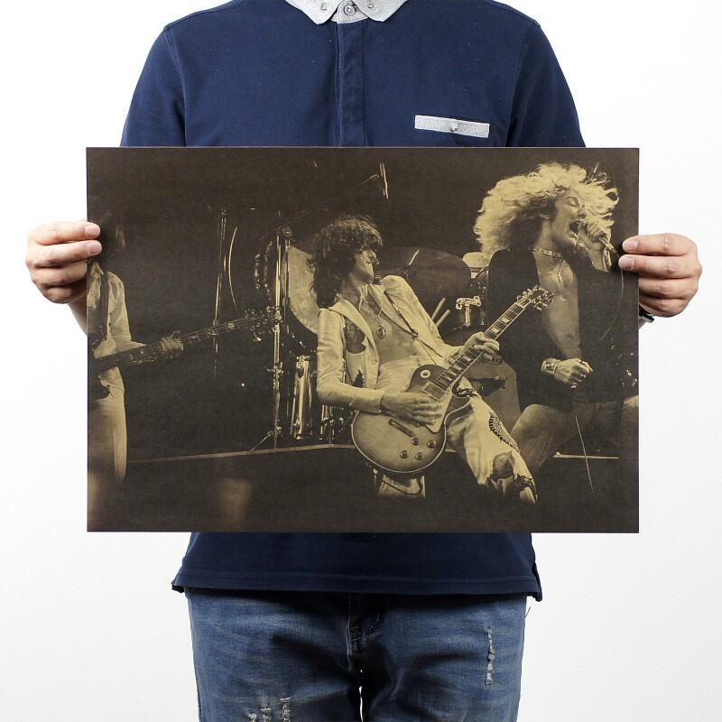 [現貨] 齊柏林飛船 Led Zeppelin 英國的硬式搖滾 重金屬樂團 懷舊海報 復古牛皮紙 酒吧牆畫裝飾畫 咖啡廳