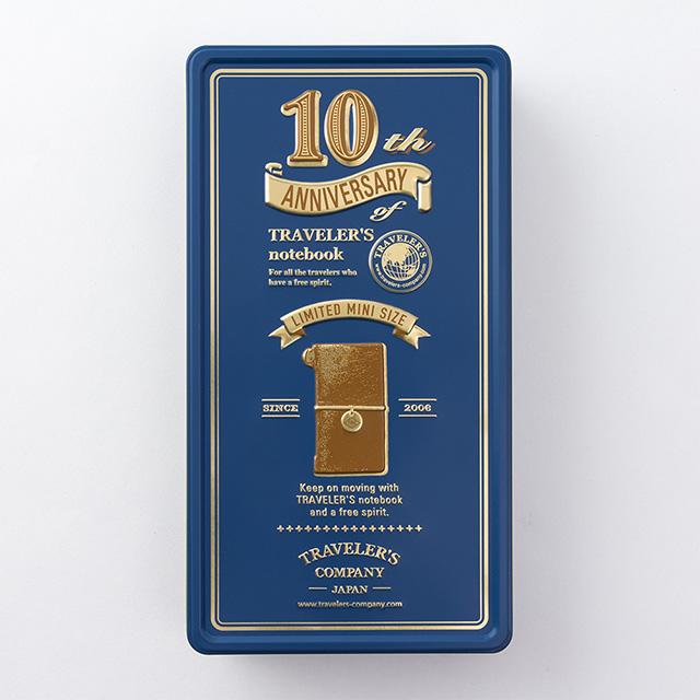 ~熊兒喵喵~ MIDORI Traveler’s Notebook 10周年限量紀念鐵盒 藍款 駝色 手帳