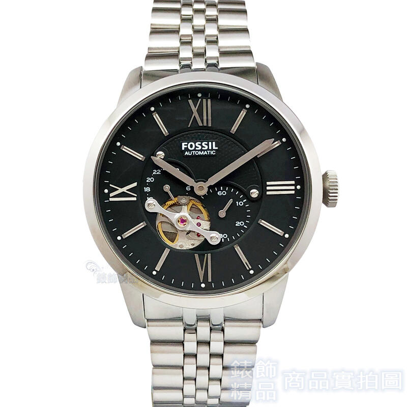 FOSSIL ME3107手錶 黑面 鏤空 機械錶 手自動上鍊 鋼帶 男錶  44mm【錶飾精品】