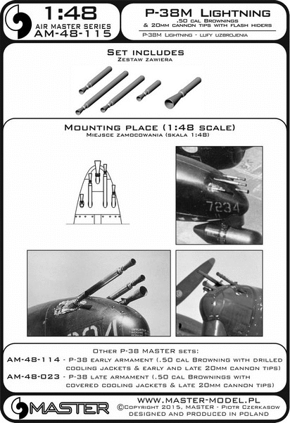 旅行家小舖> 1/48 Master P-38M 夜戰型戰機武裝組金屬機槍與20砲管 | 露天市集 | 全台最大的網路購物市集