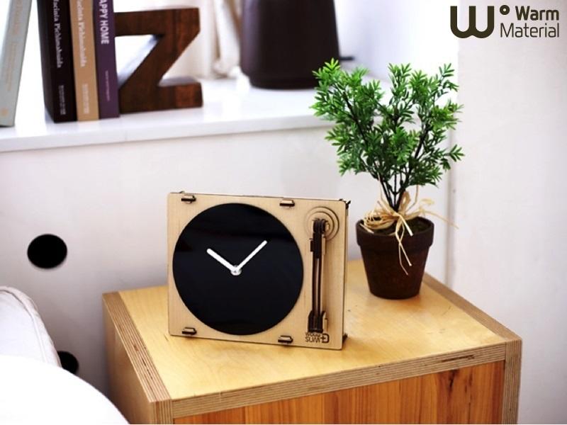 WOODSUM 自組木作小物 DIY 黑膠唱盤機 造型壁掛時鐘 喵之隅
