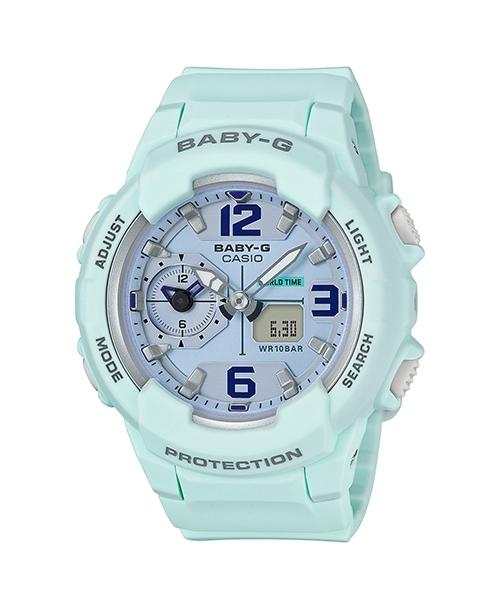 BABY-G CASIO 卡西歐少女繽紛馬卡龍粉綠兩地時間休閒雙顯腕錶 型號：BGA-230SC-3B【神梭鐘錶】