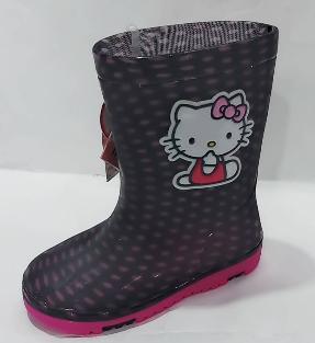 特賣會 HELLO KITTY-正品- 女童點點可愛造型雨鞋(台灣製造)715940-黑 限量特賣200元