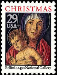 1992 美國 耶誕節紀念郵票 sc#2710 聖母與聖嬰像 聖誕 專題 現標現得