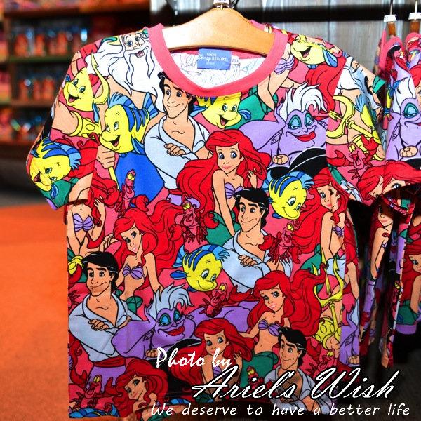 Ariel's Wish-東京迪士尼海洋小美人魚愛麗兒青年版滿版T shirt-三種SIZE，現貨150&140cm在台