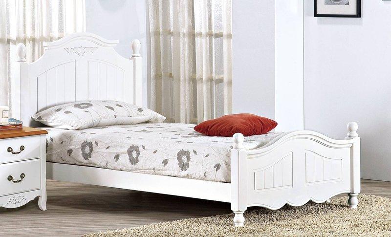 【生活家傢俱】SY-167-4：瑪莎白色3.5尺床台【台中家具】床架 實木床 單人床 白色烤漆 歐式 鄉村風