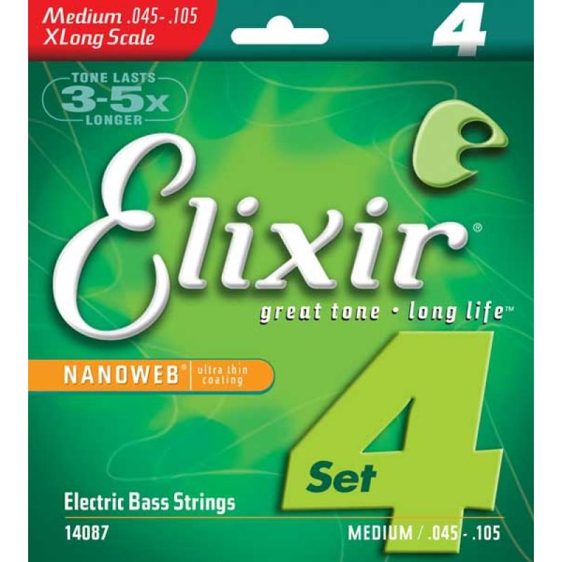【澄風樂器】Elixir 14087 NANOWEB BASS弦 電貝斯弦 45-105XL 薄包覆