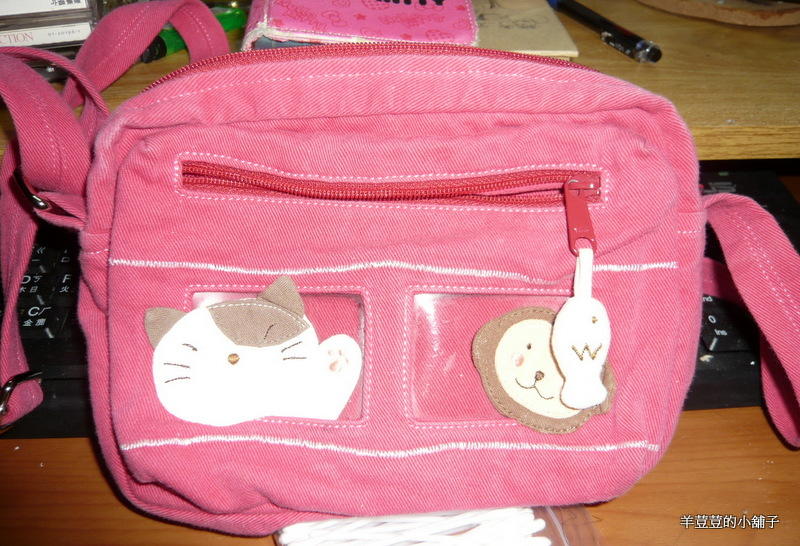 桃粉色貓咪包 斜背包 上街包 大小朋友的包