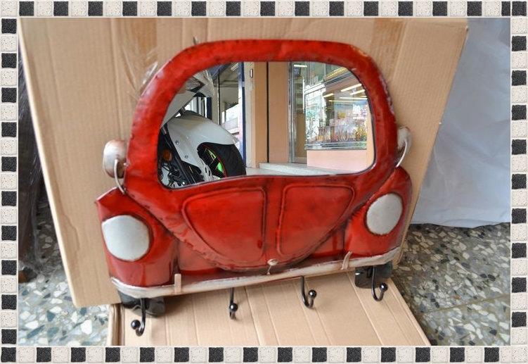 【【歐舍家飾】】仿舊復古 紅色車子玻璃可當鏡子 掛勾 圍裙 大衣外套 衣帽架 民宿 餐廳 簡餐店